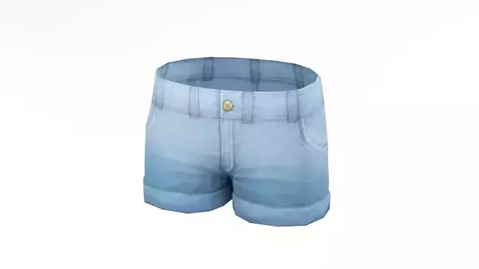 Anime Inspired Pair of Rigged Jeans Shorts  Low-poly 3D model