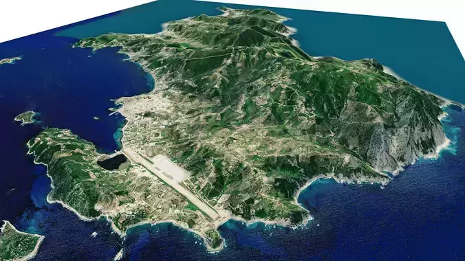 Skiathos island full 3d model terrain Low-poly 3D model