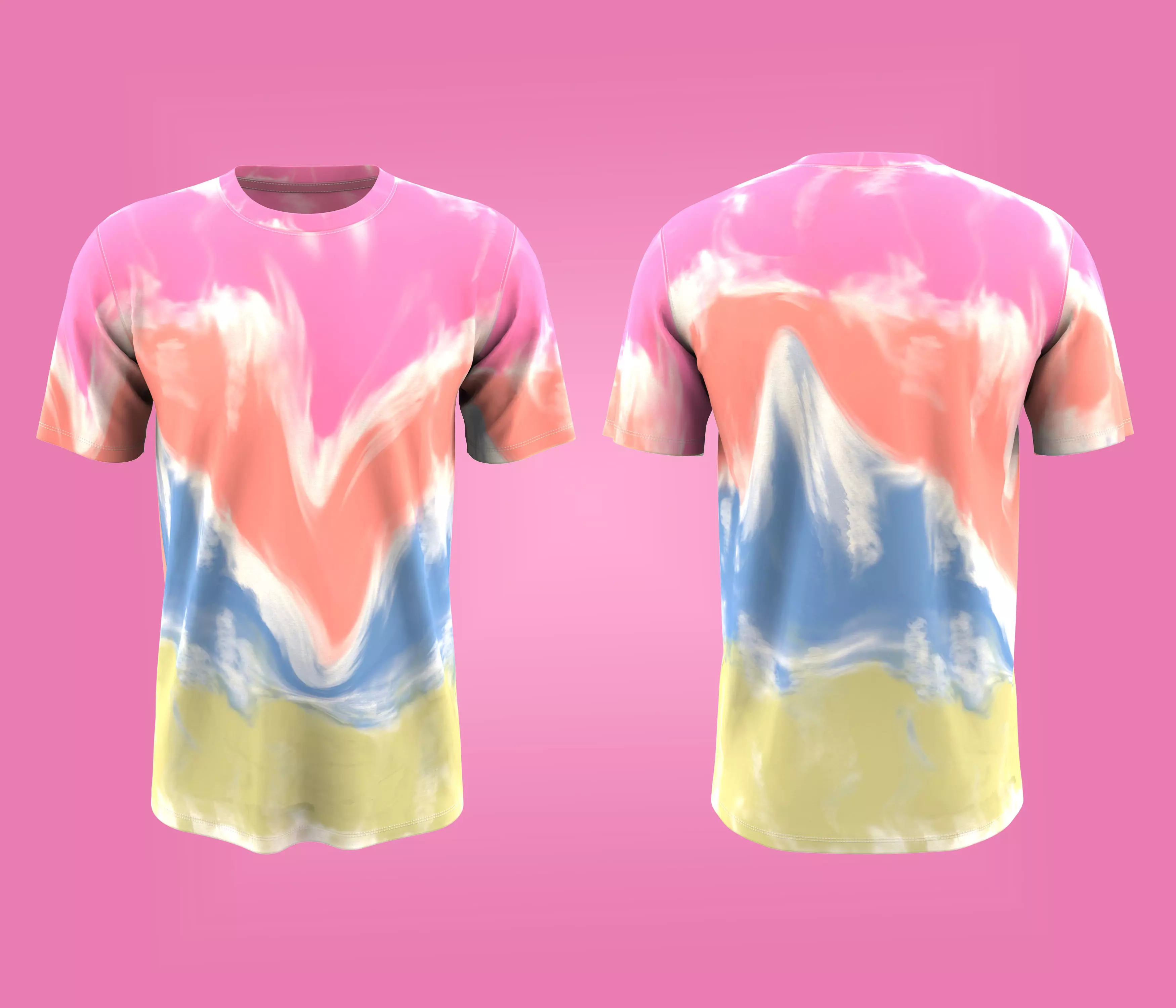 Men Tie-Dye Tee Low-poly 3D model
