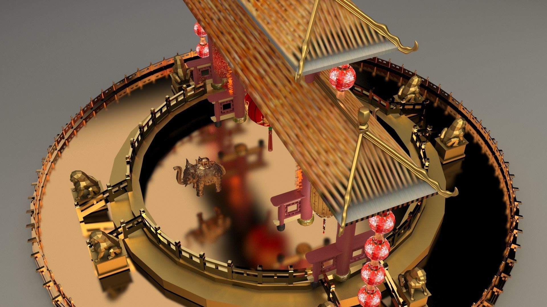 Chinese ancient gate 3D model_2