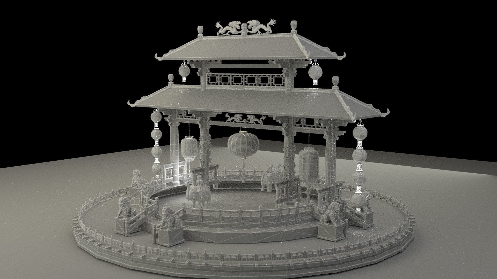 Chinese ancient gate 3D model_6