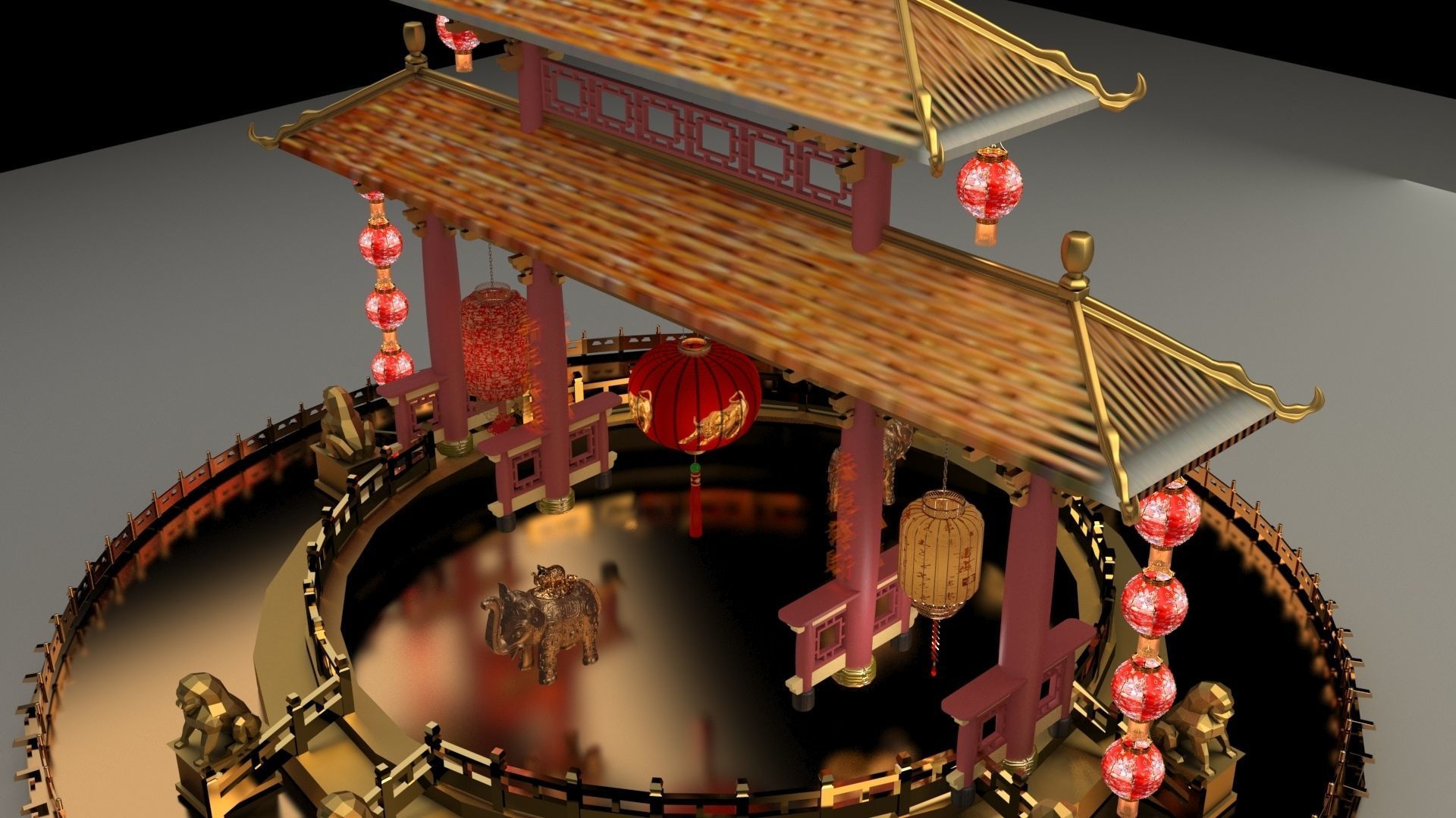 Chinese ancient gate 3D model_4