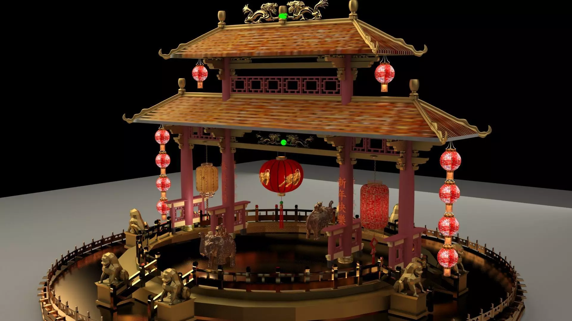 Chinese ancient gate 3D model_0
