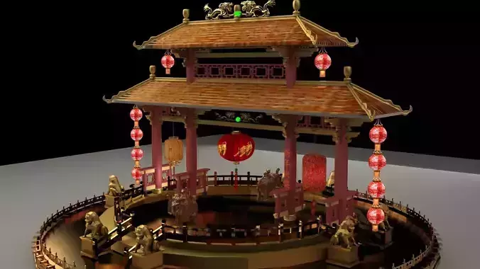 Chinese ancient gate 3D model