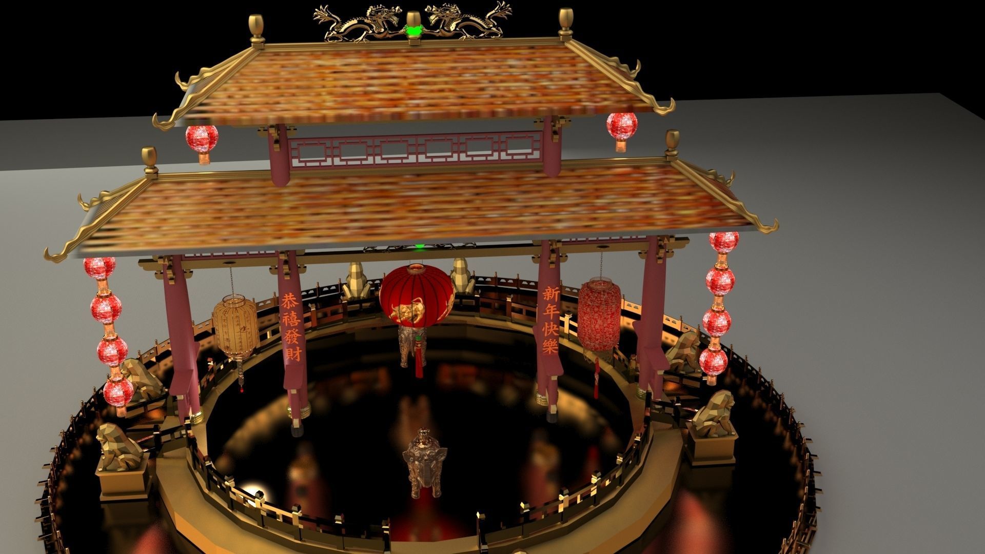 Chinese ancient gate 3D model_3