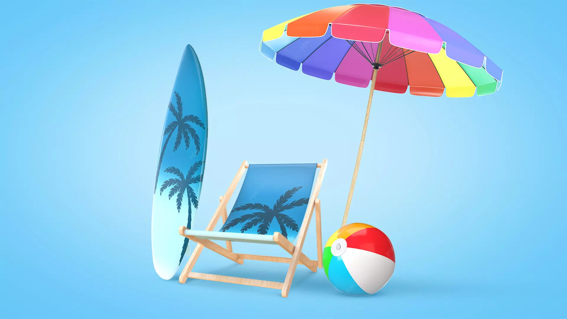 Beach Pack Low-poly 3D model_0
