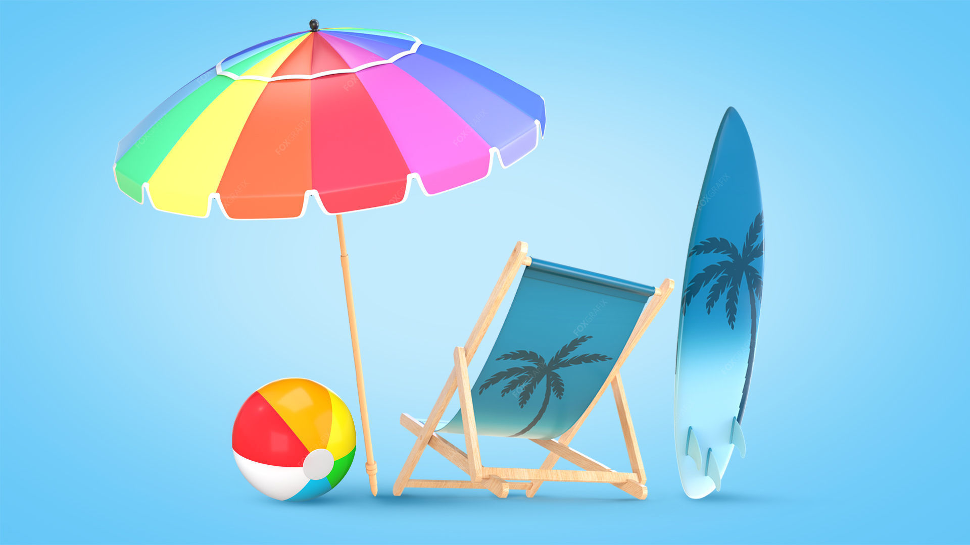 Beach Pack Low-poly 3D model_2
