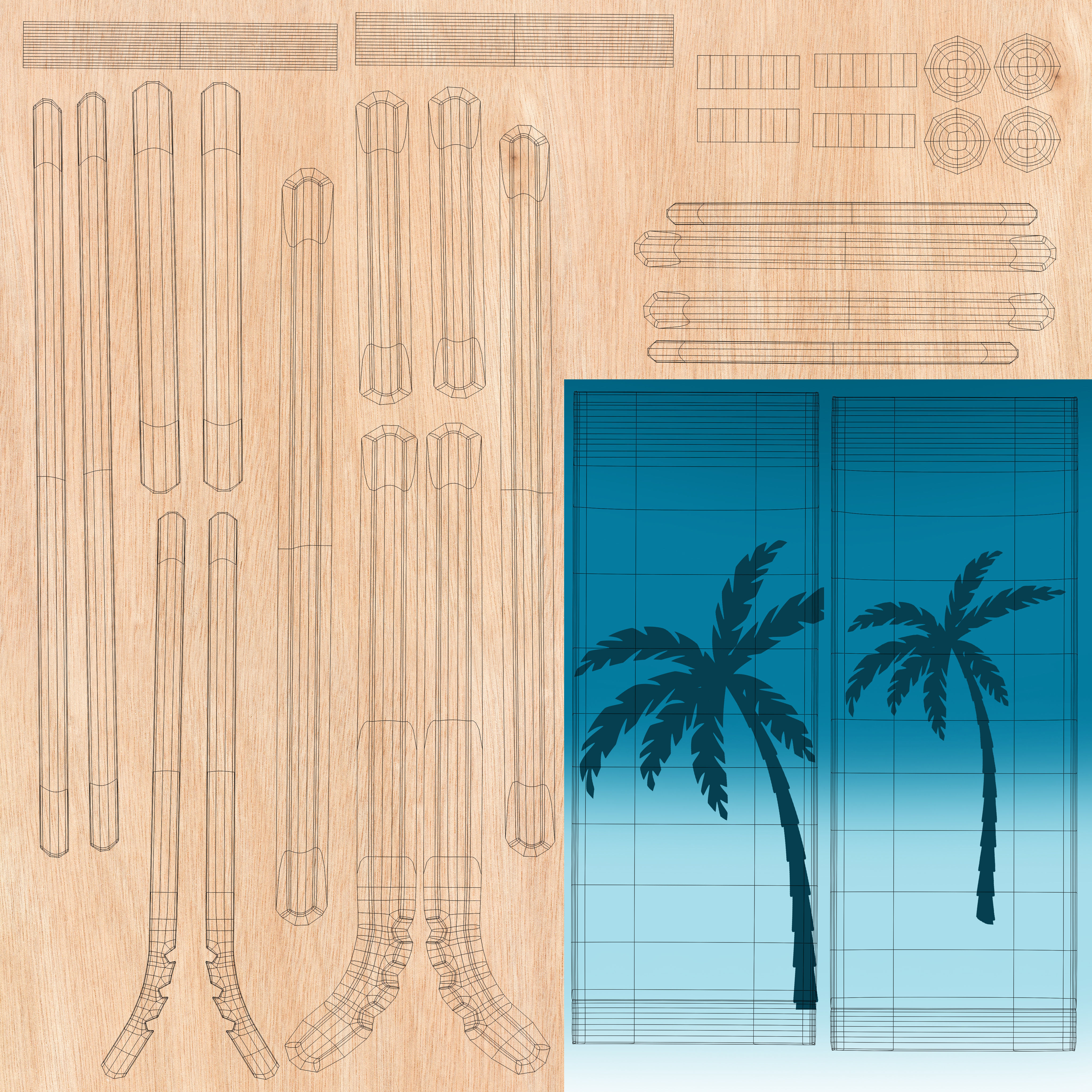 Beach Pack Low-poly 3D model_36