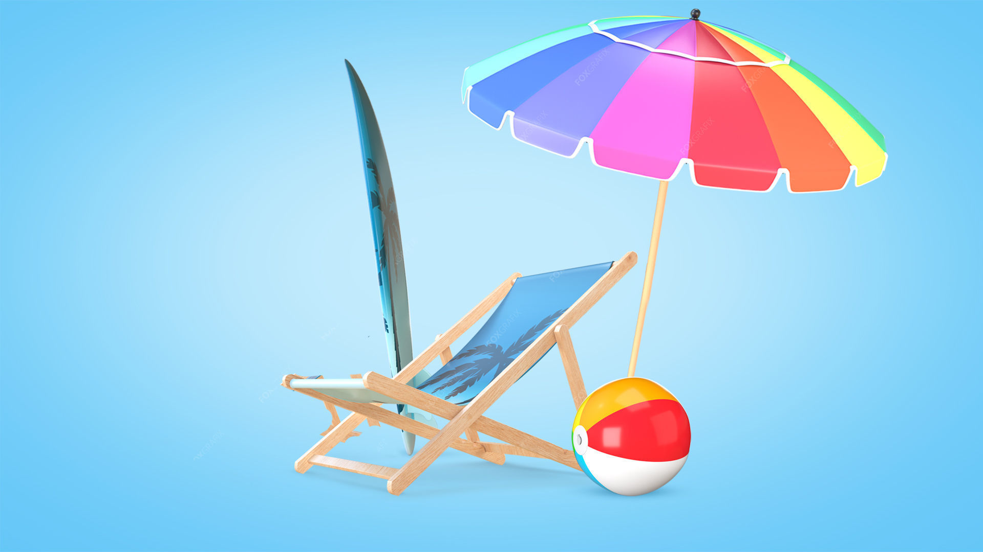 Beach Pack Low-poly 3D model_1