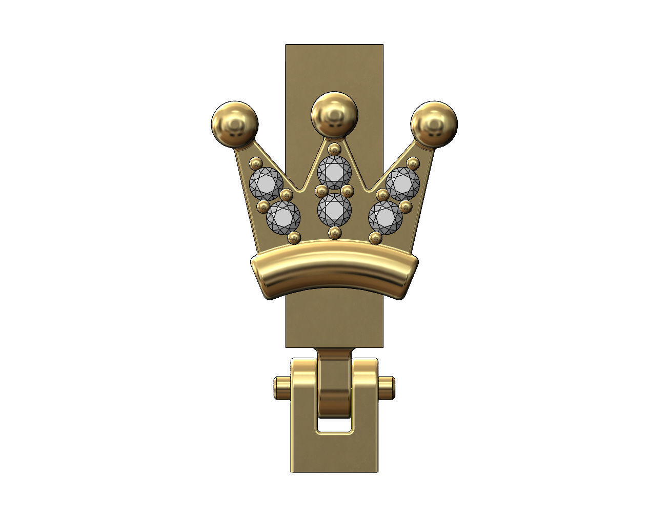 Diamond crown bail link 3D print model_1