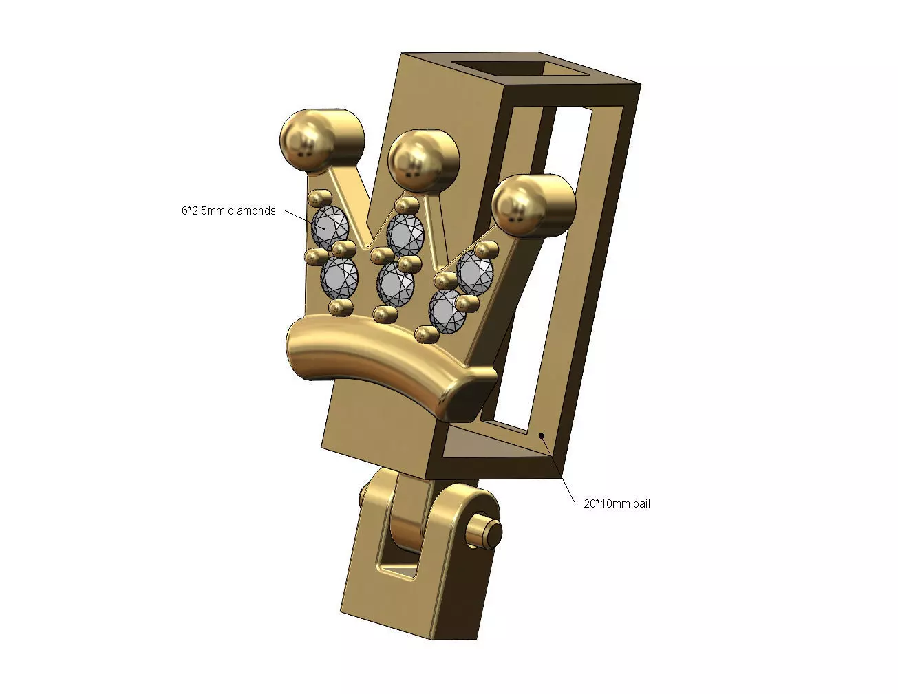 Diamond crown bail link 3D print model_0