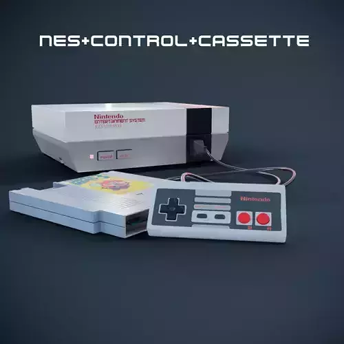 NES Nintendo controller and cassette subdivisions 3D model