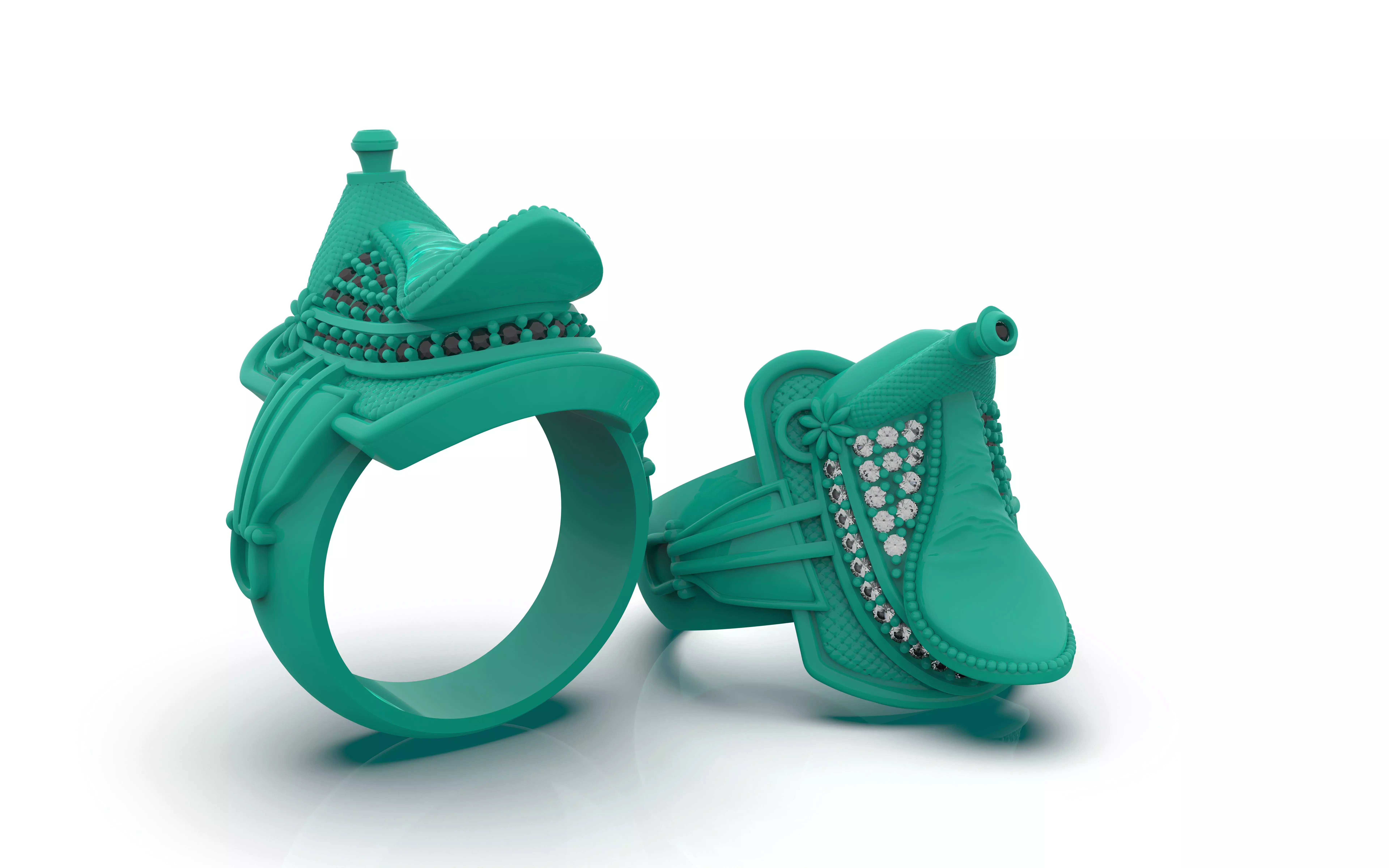 HORSE SADDLE RING 3D PRINT READY MODEL US 4 TO 13 SIZES 3D print model