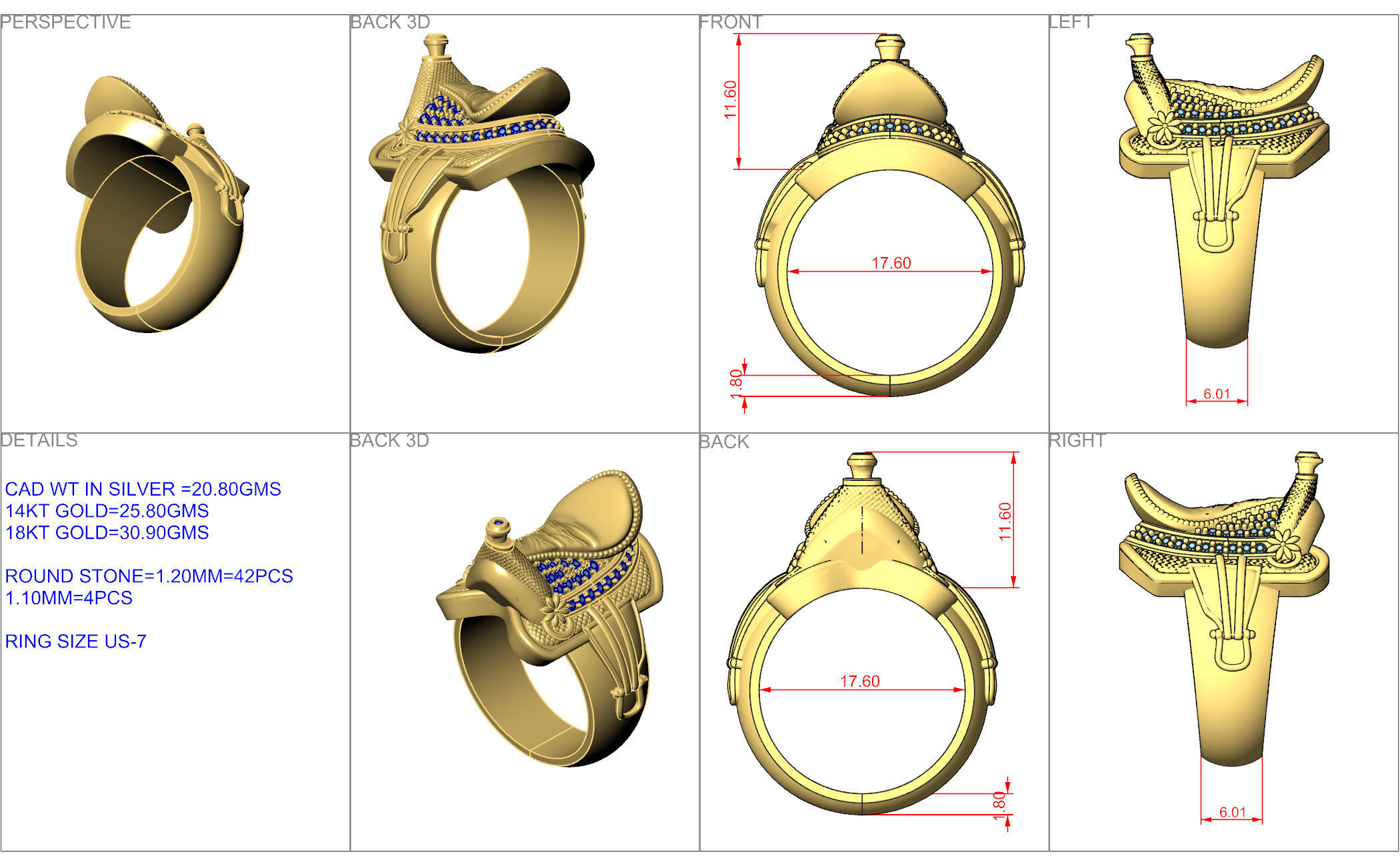 horse saddle ring 3D print model_2