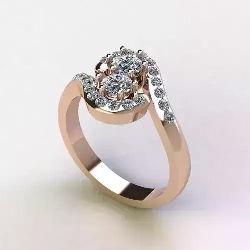 Ring Contrarier with 2 diamond and side setting