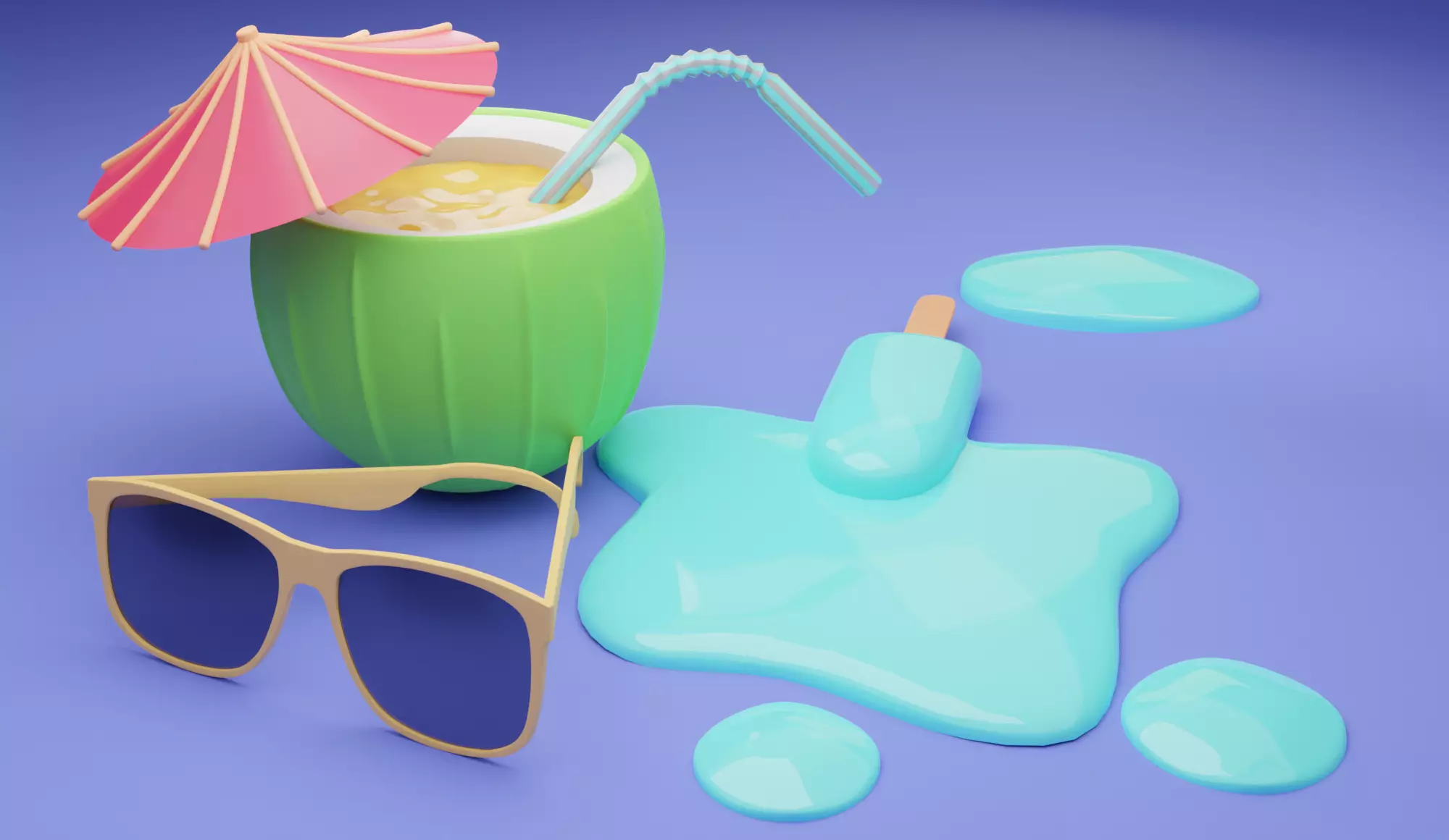 summer Low-poly 3D model_0