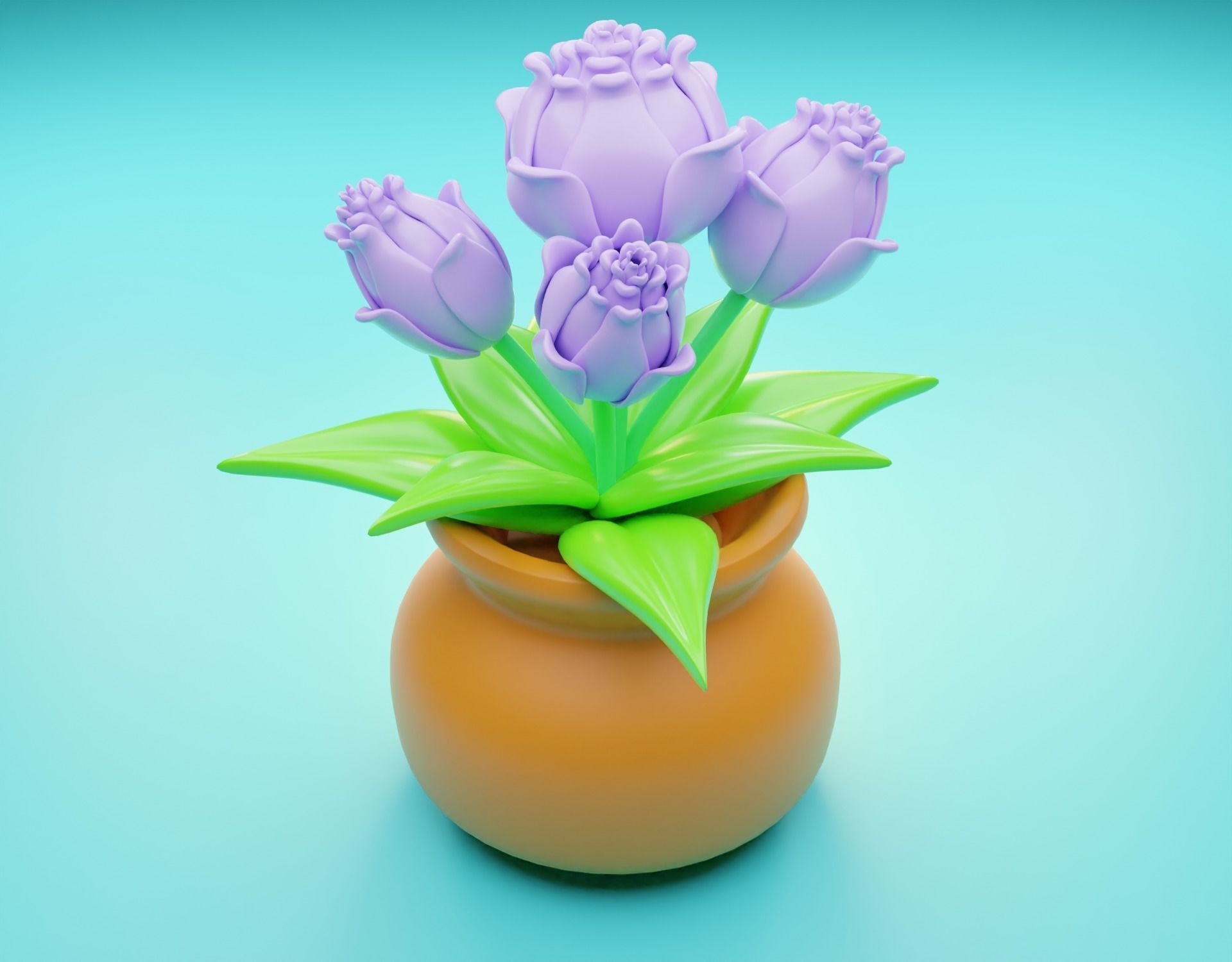 flower Low-poly 3D model_1