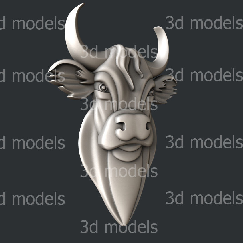 3d STL models for CNC or 3d printer bull P449 3D model_1