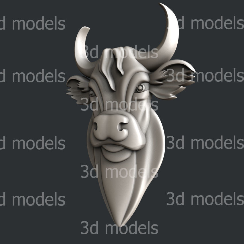 3d STL models for CNC or 3d printer bull P449 3D model_2