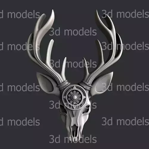 3d STL models for CNC or 3d printer skull deer P450