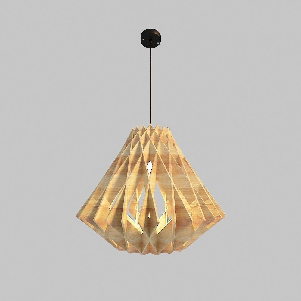 Wooden Chandelier Free 3D model_2