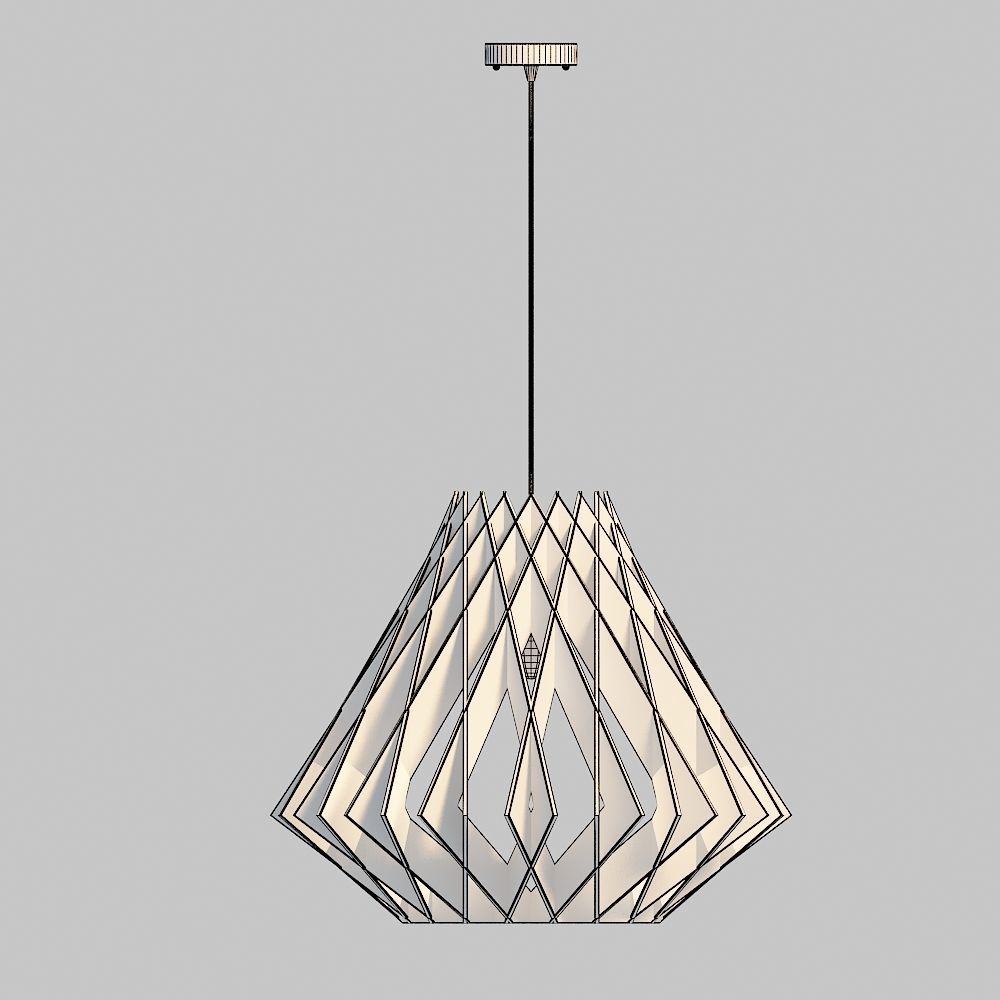 Wooden Chandelier Free 3D model_3