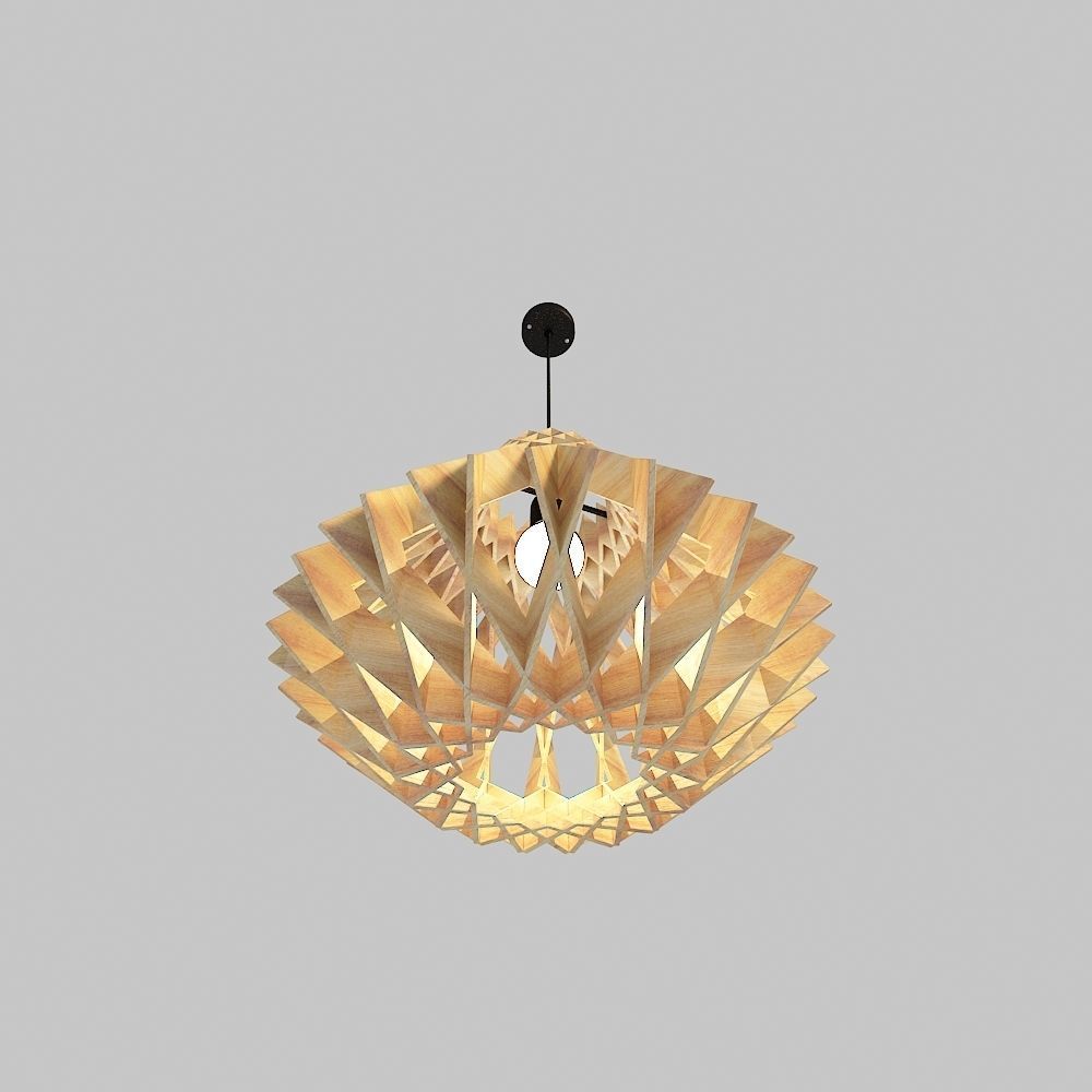 Wooden Chandelier Free 3D model_1