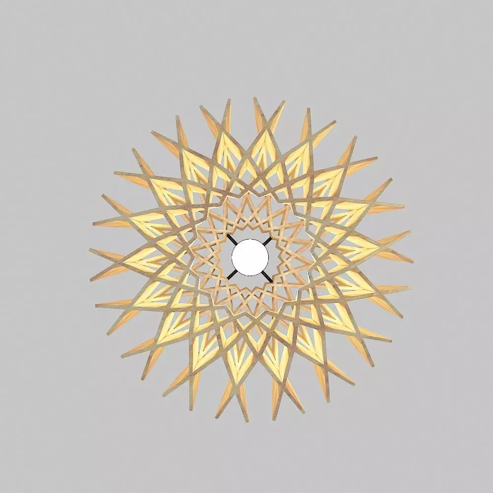 Wooden Chandelier Free 3D model_0