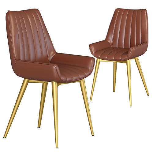 Orange Dining Chairs with PU Leather Upholstery 3D model