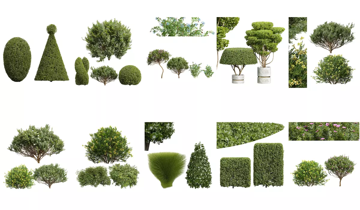 10 Different SETS Of Bush SET VOL12 3D Model Collection_0