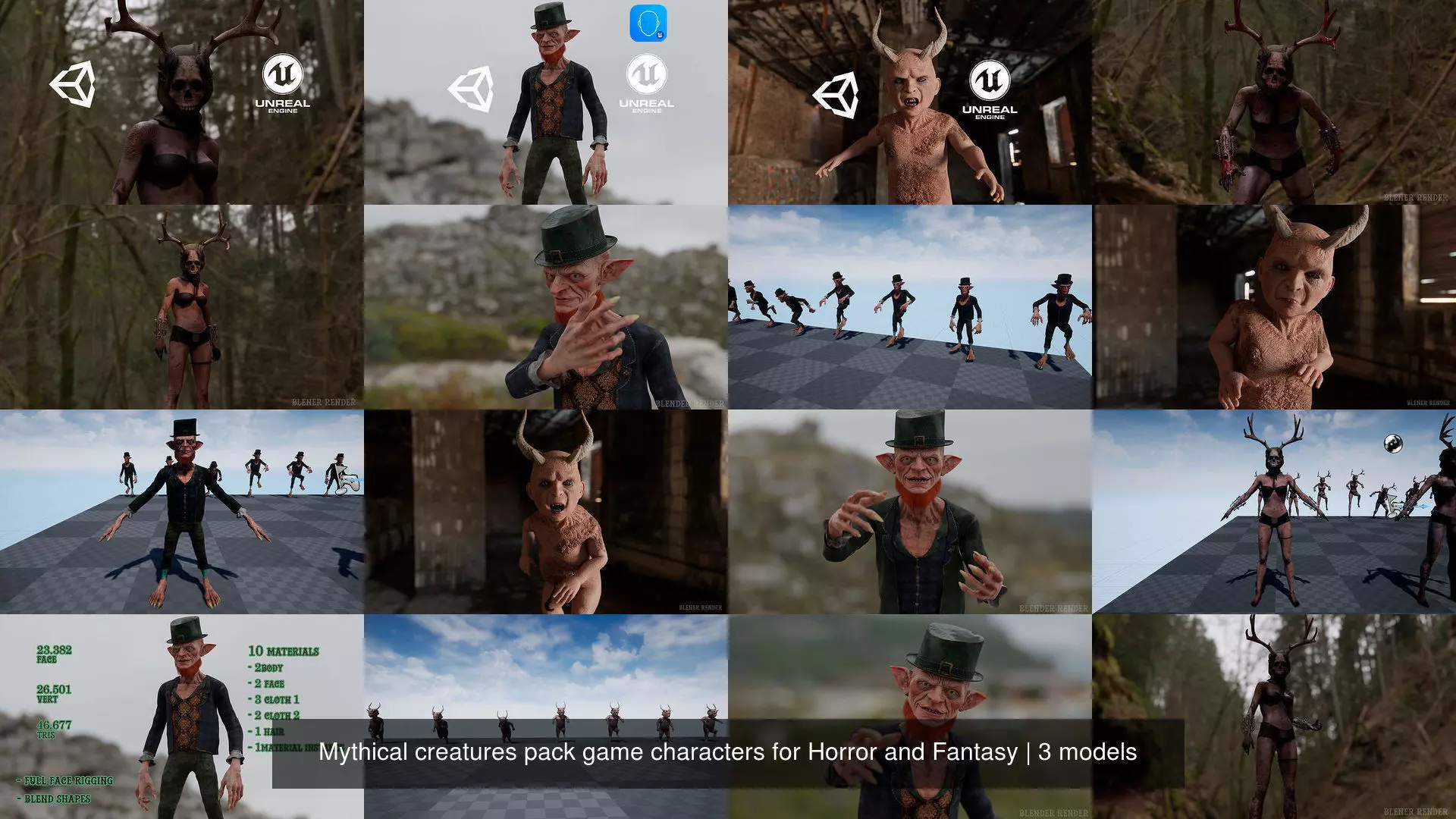 Mythical creatures pack game characters for Horror and Fantasy 3D Model Collection_4