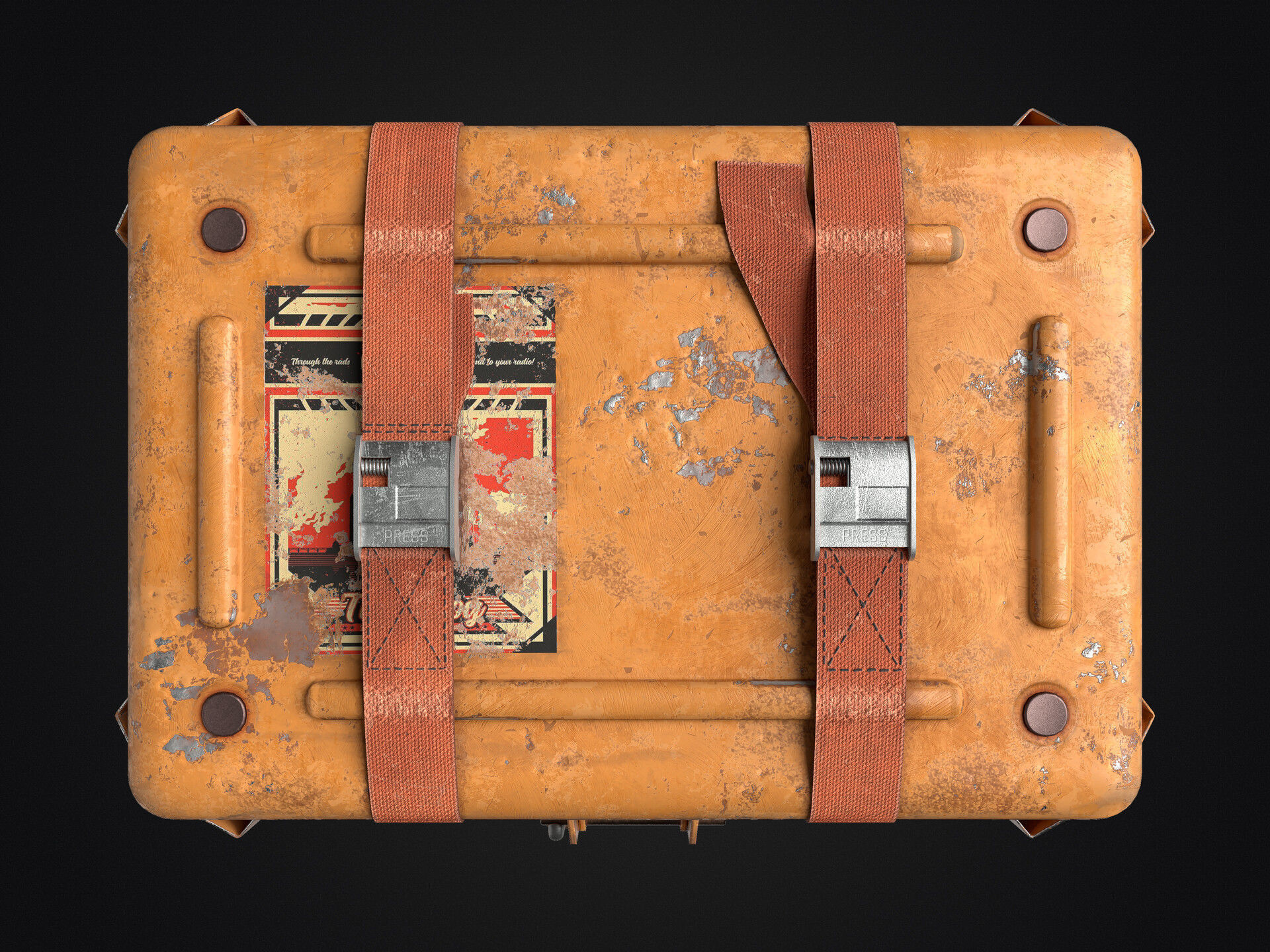 Sci-fi Crate Yellow Low-poly 3D model_1