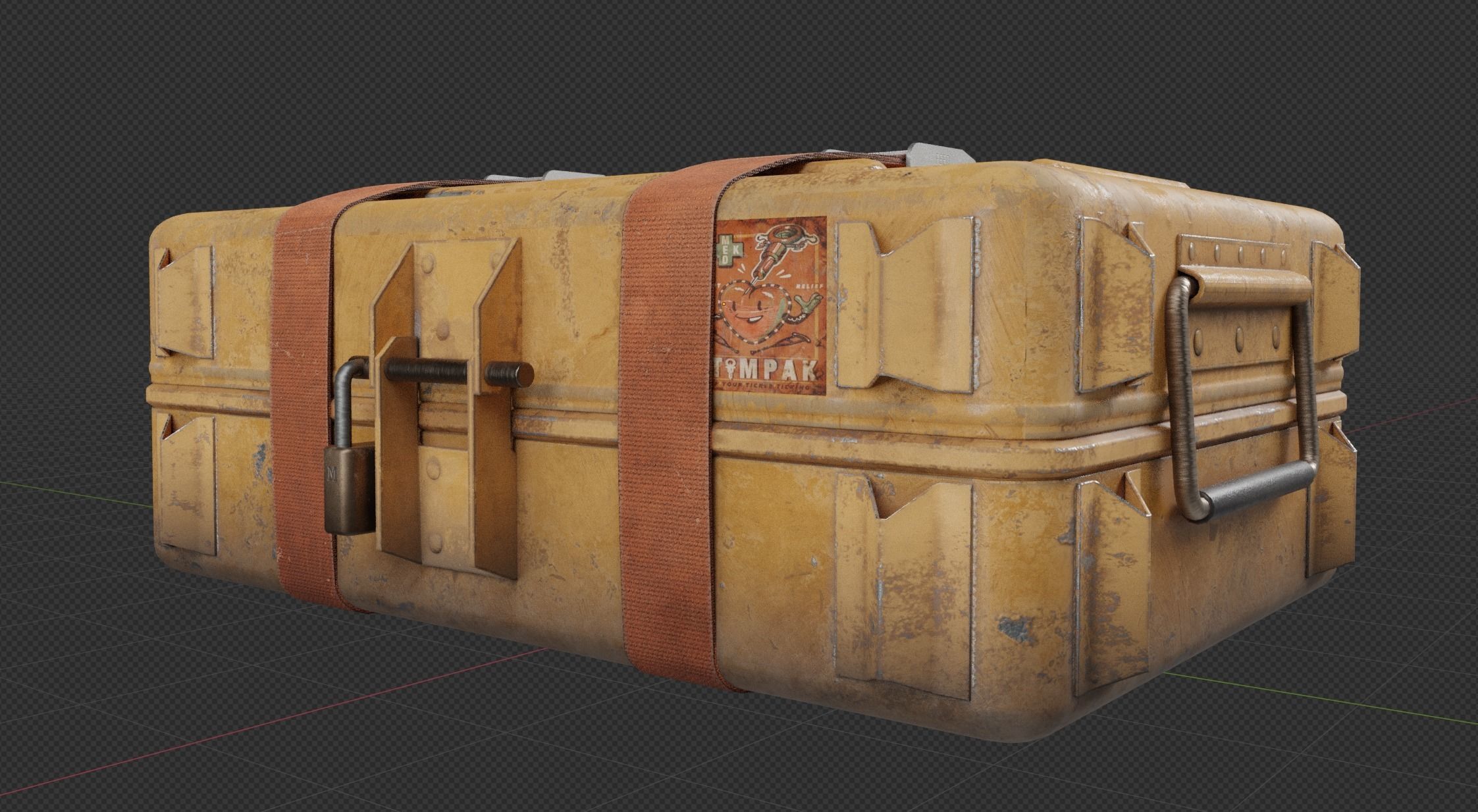 Sci-fi Crate Yellow Low-poly 3D model_7