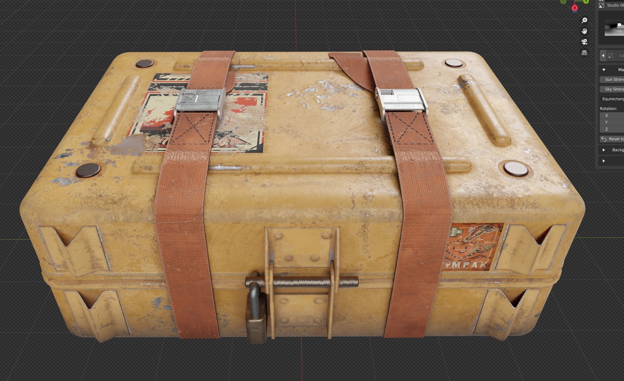 Sci-fi Crate Yellow Low-poly 3D model_17