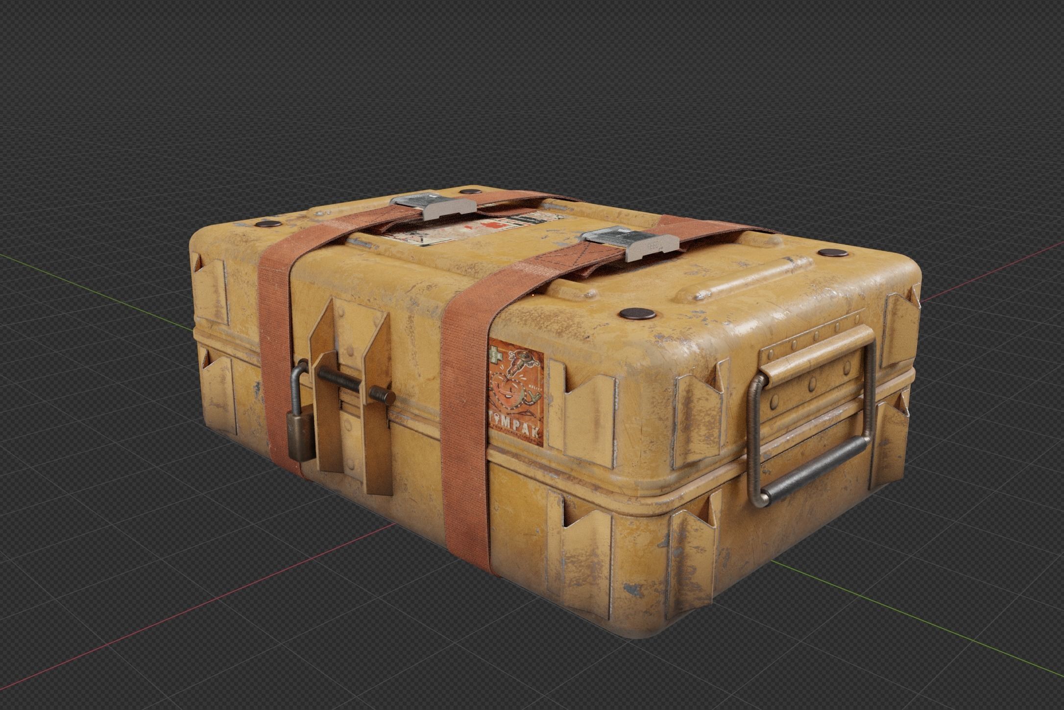 Sci-fi Crate Yellow Low-poly 3D model_6