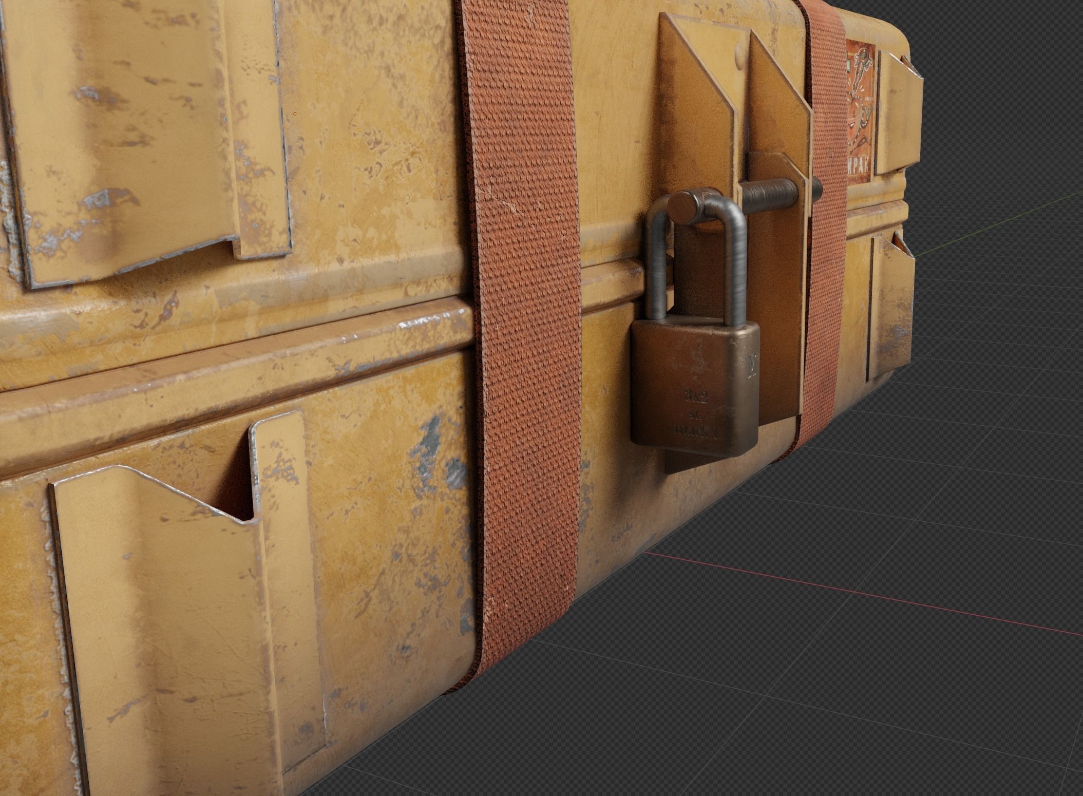 Sci-fi Crate Yellow Low-poly 3D model_15