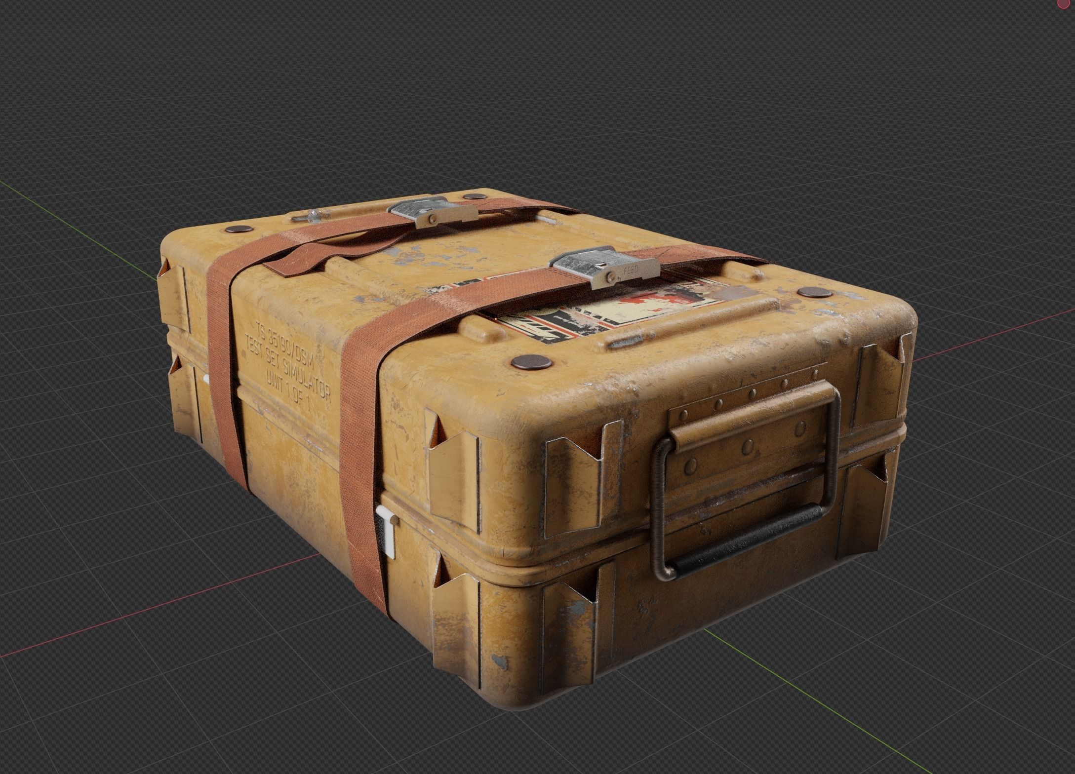 Sci-fi Crate Yellow Low-poly 3D model_10