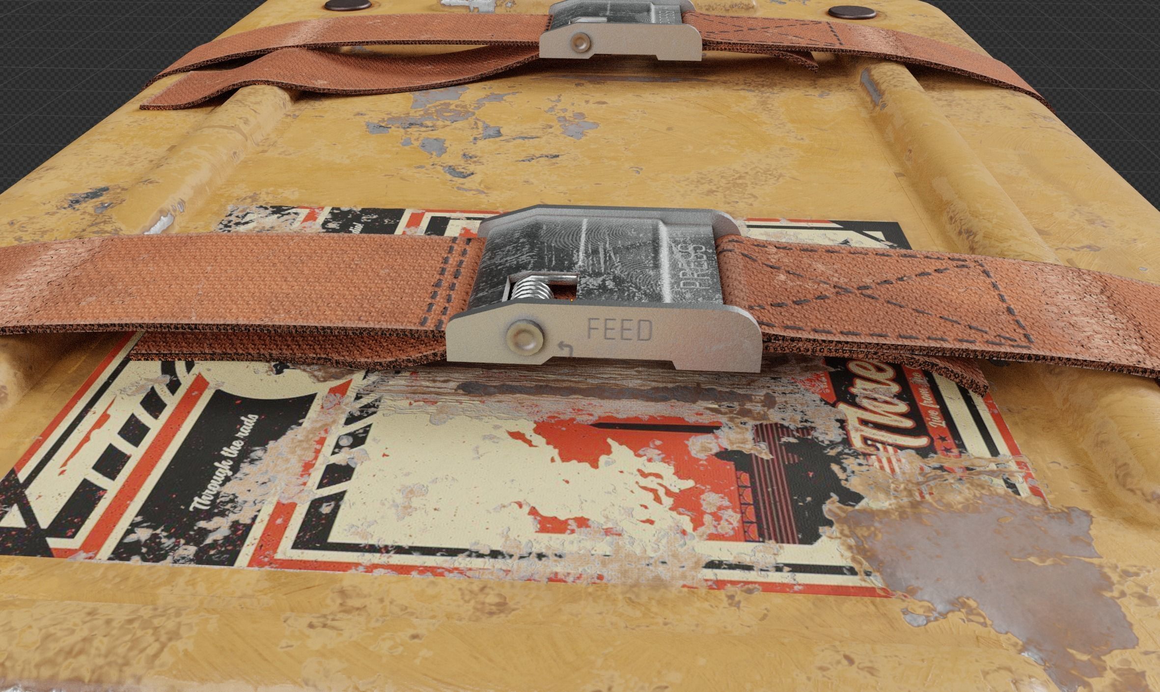 Sci-fi Crate Yellow Low-poly 3D model_16