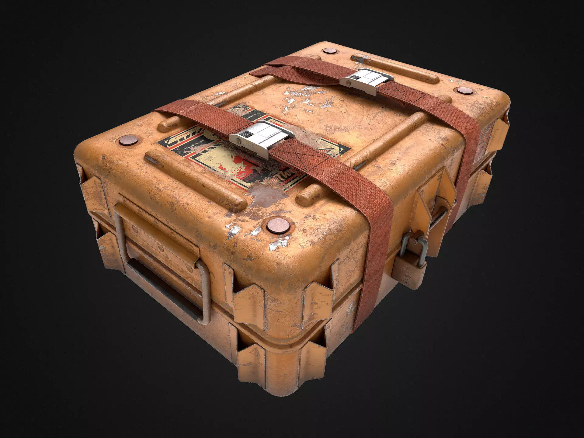 Sci-fi Crate Yellow Low-poly 3D model_0
