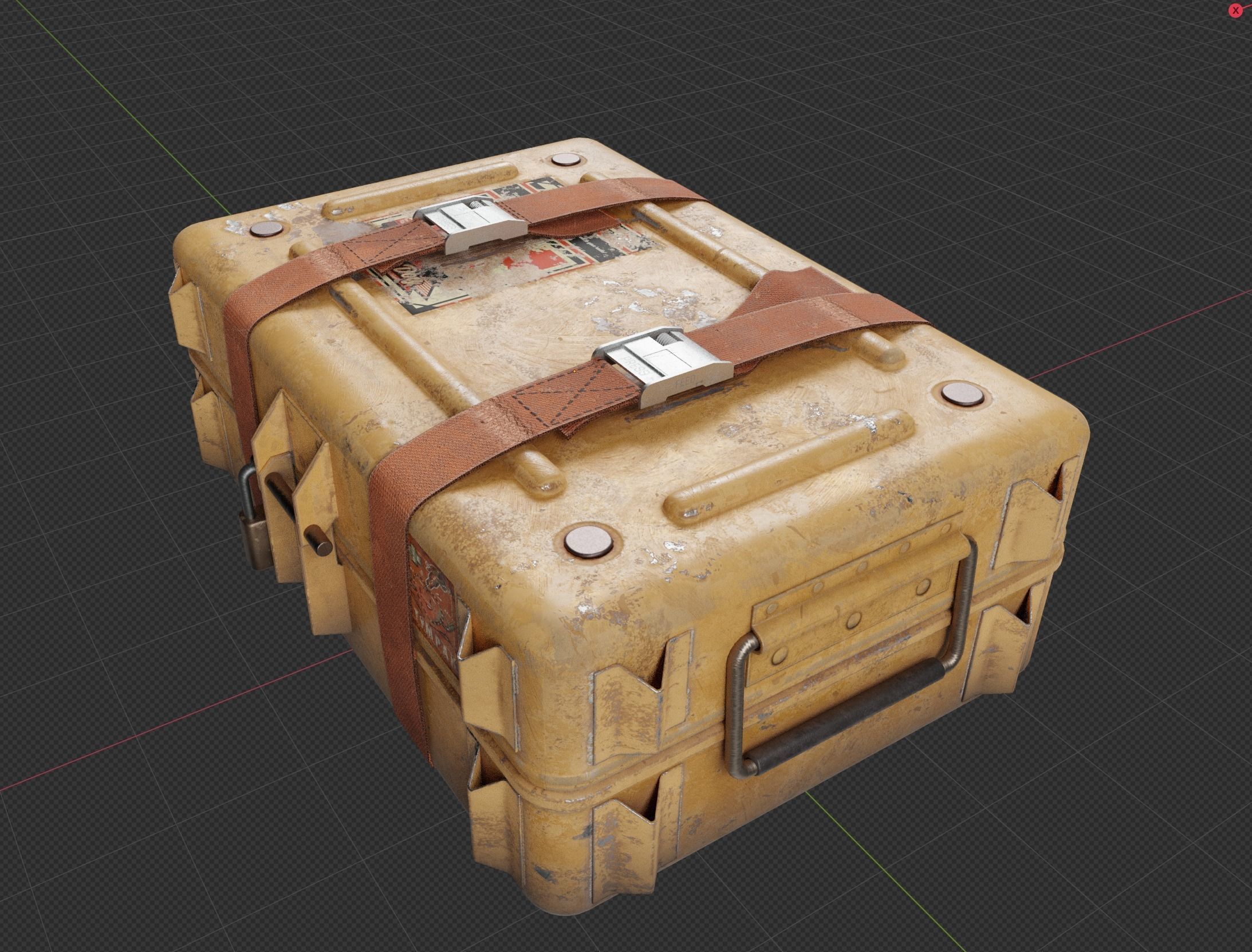 Sci-fi Crate Yellow Low-poly 3D model_14