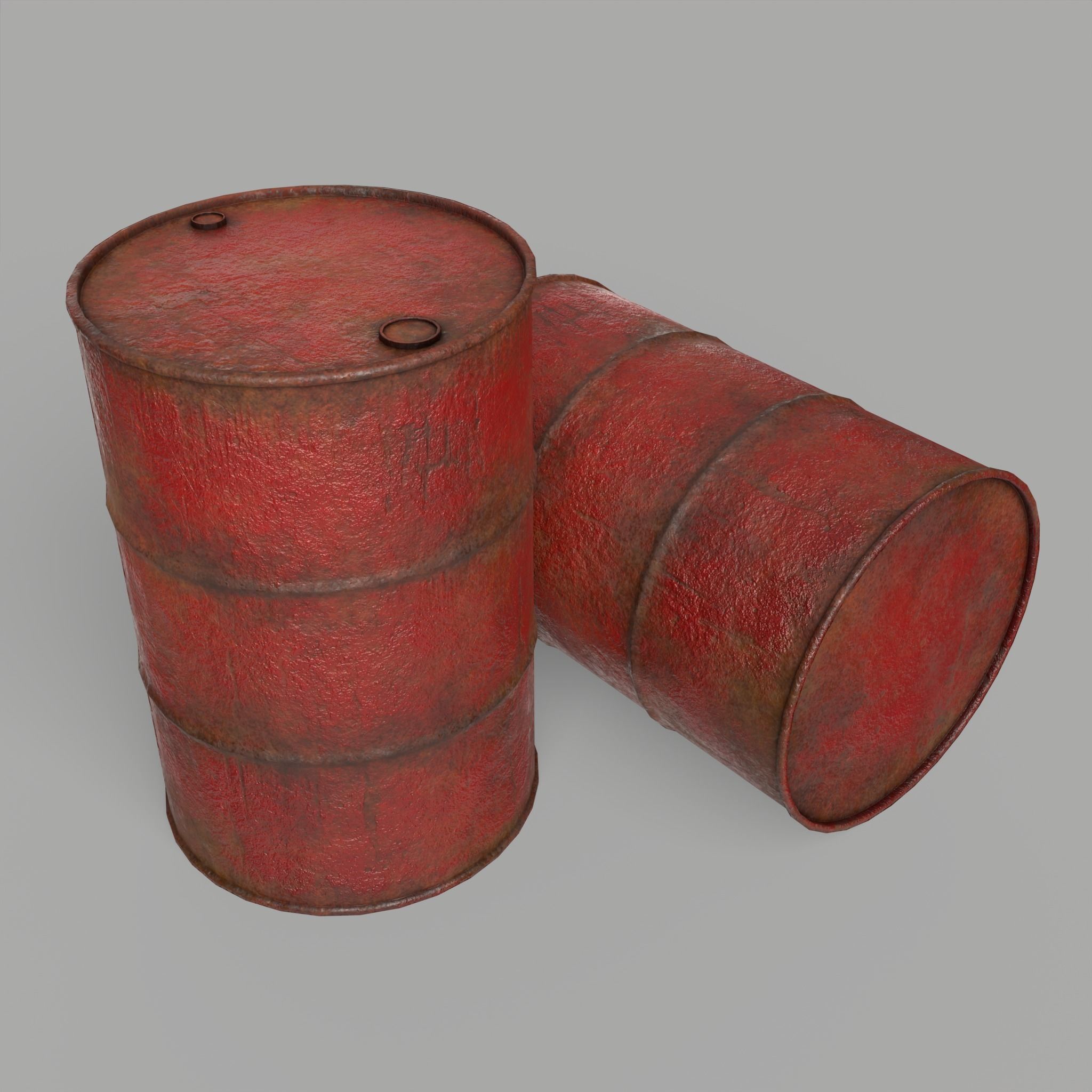 Oil Barrel Drum Metal Rusty Free low-poly 3D model_3
