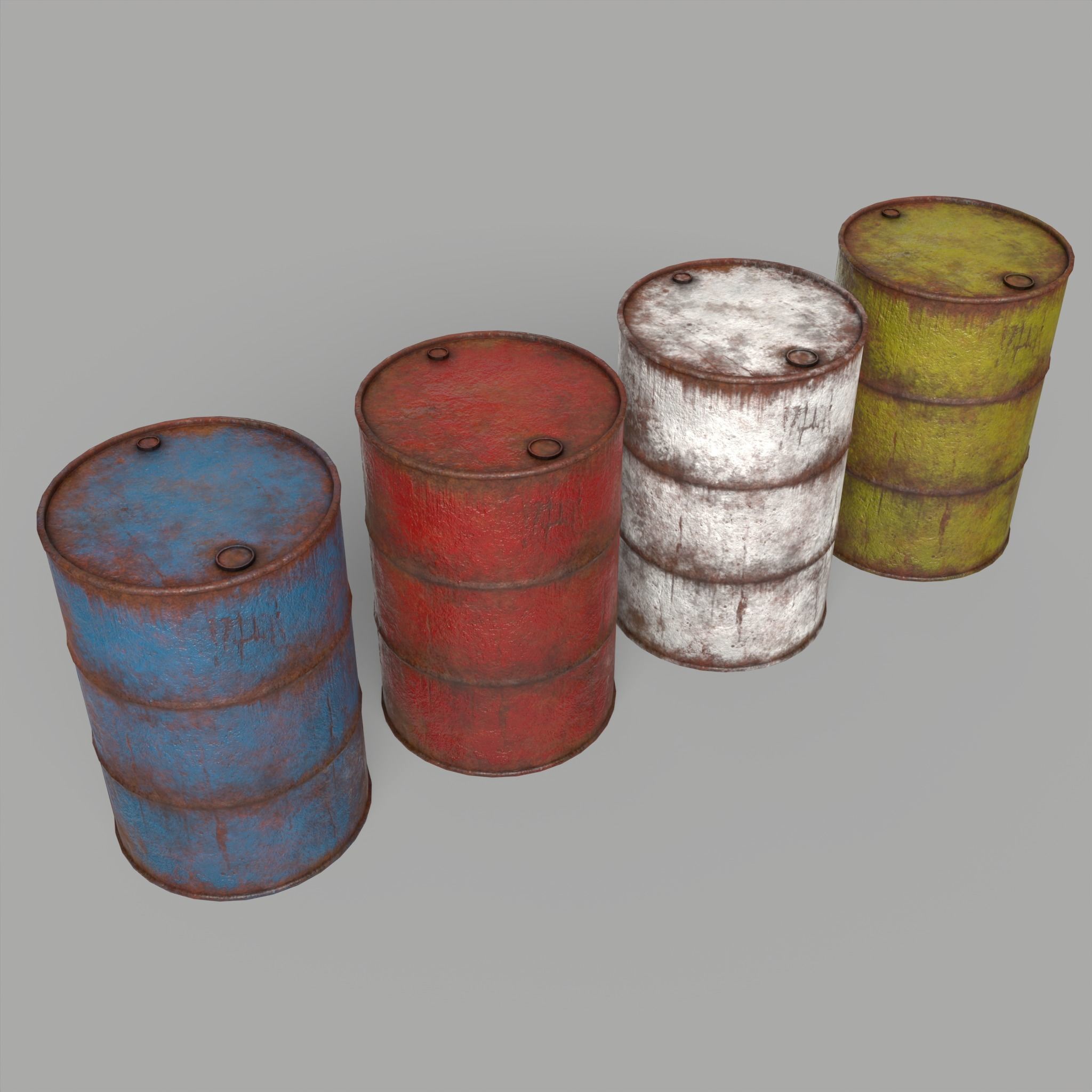 Oil Barrel Drum Metal Rusty Free low-poly 3D model_2