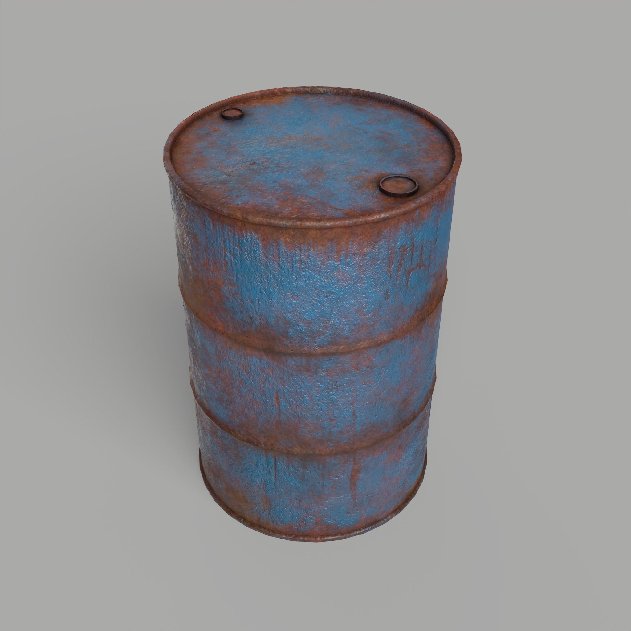 Oil Barrel Drum Metal Rusty Free low-poly 3D model_5