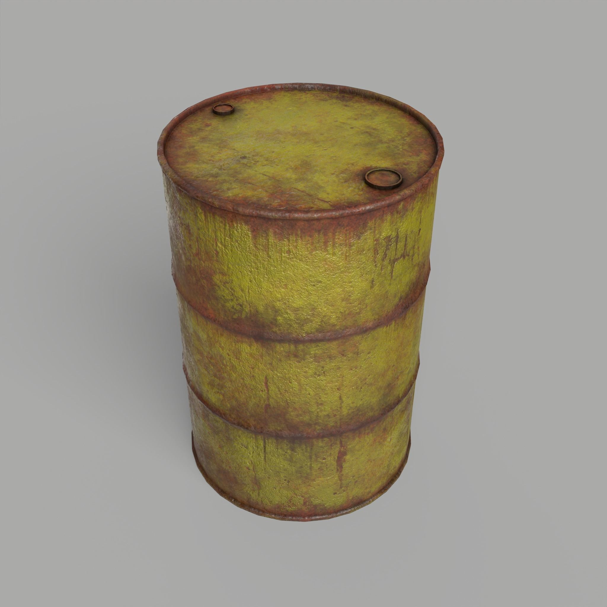 Oil Barrel Drum Metal Rusty Free low-poly 3D model_7
