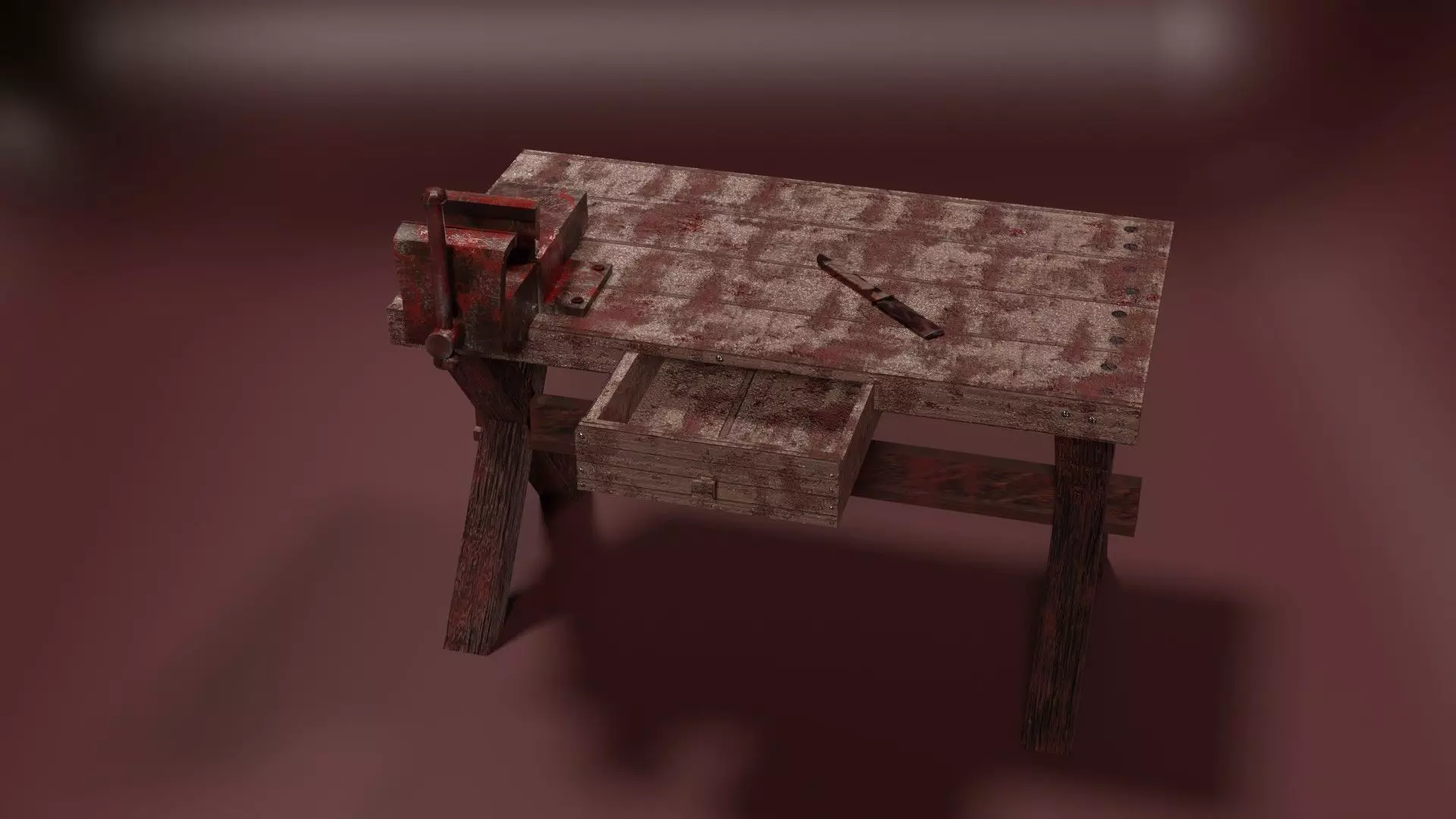 Butcher Essentials Bundle Grim Grip Clamp Slaughter Table Blood Low-poly 3D model_0
