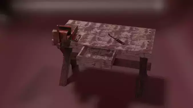 Butcher Essentials Bundle Grim Grip Clamp Slaughter Table Blood Low-poly 3D model