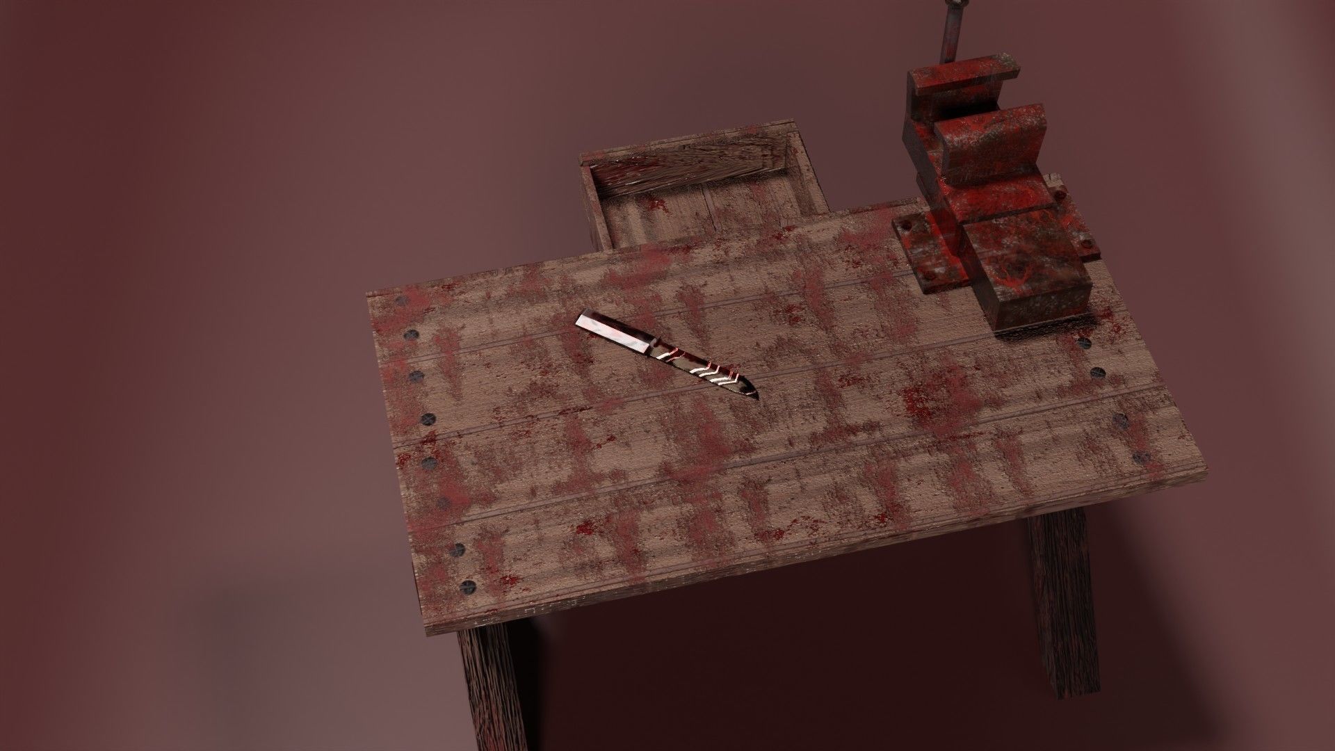 Butcher Essentials Bundle Grim Grip Clamp Slaughter Table Blood Low-poly 3D model_7