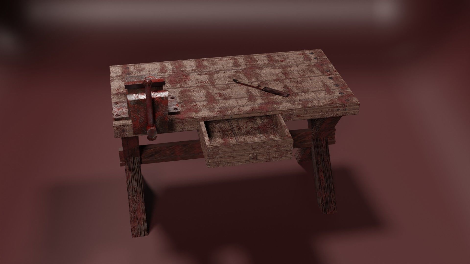 Butcher Essentials Bundle Grim Grip Clamp Slaughter Table Blood Low-poly 3D model_5