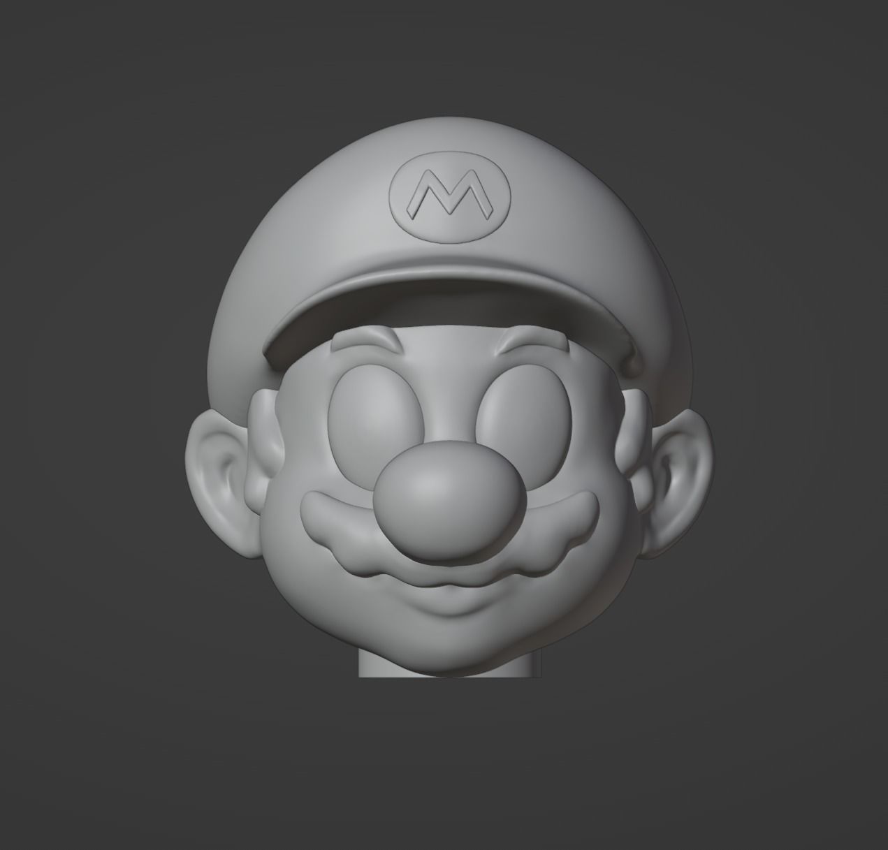 Super Mario Nintendo Head Figure Bust no Texture and Materials 3D model_1