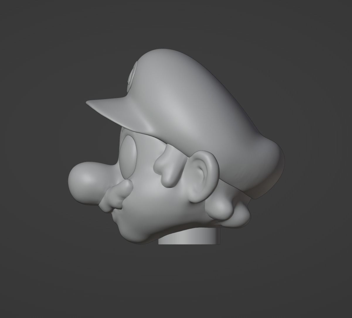 Super Mario Nintendo Head Figure Bust no Texture and Materials 3D model_2